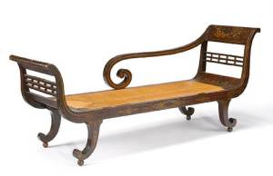 a Federal faux rosewood and gilt stencil decorated Recamier