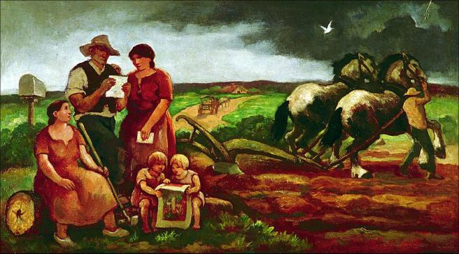 "The Armistice Letter", Oil on Canvas, 1940, Beaver Fall, PA
