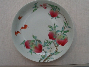 Bats and Peaches Plate (With Overglzed Enamels) From Yongzheng Period