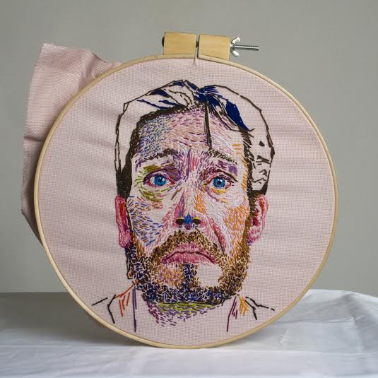 Needlework portrait by Kim Brewer