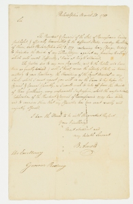 Swann Letter signed by Benedict Arnold as Major General in the Continental Army to Delaware Governor Caesar Rodney, hoping to clear his good name, Philadelphia, 20 March 1780. 